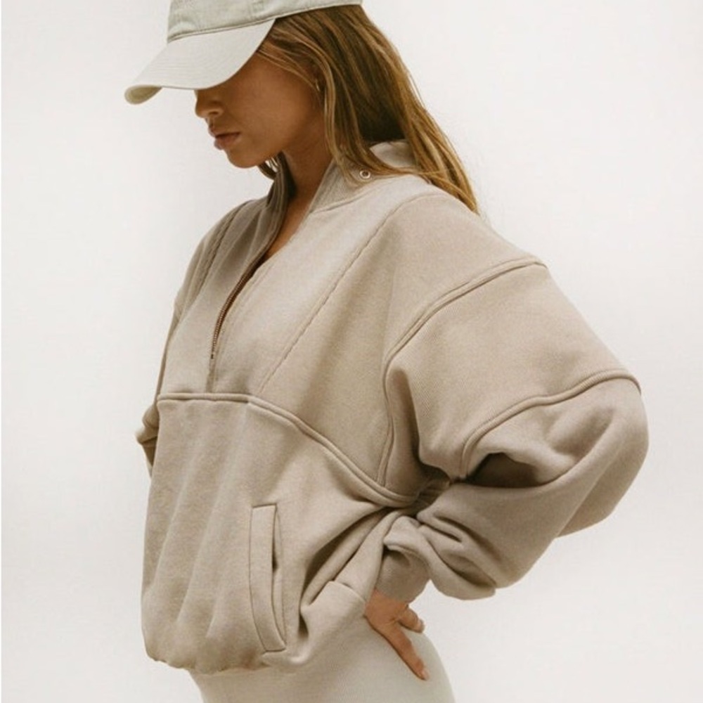 EUC Joah Brown Retro Half Zip in Desert